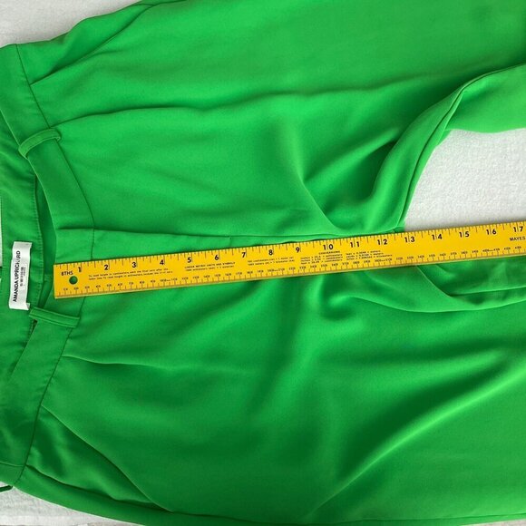 AMANDA UPRICHARD Wallace Pleated Straight Leg Pant Grass Green Polyester Size L - Picture 11 of 15